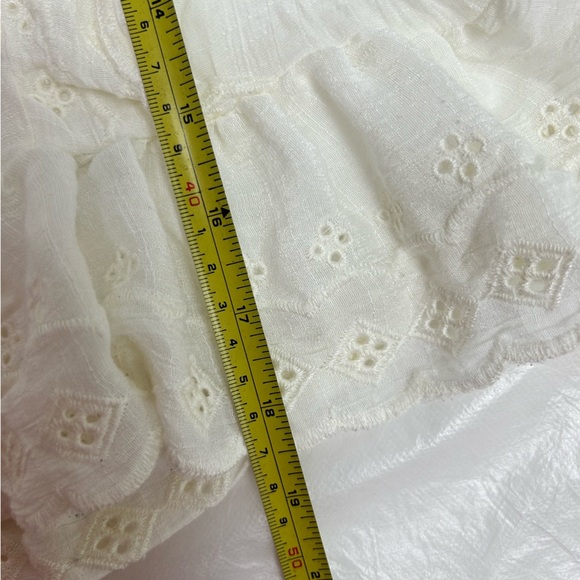 REBELLION white flowy lace Eyelet Ruffle Peasant Shirt Boho Cream blouse S small - Picture 7 of 9